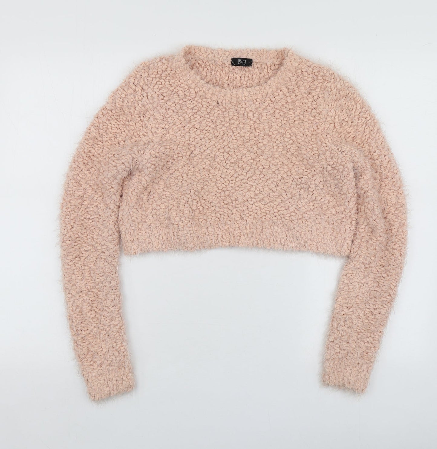 F&F Womens Pink Round Neck  Polyester Pullover Jumper Size 10