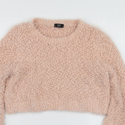 F&F Womens Pink Round Neck  Polyester Pullover Jumper Size 10