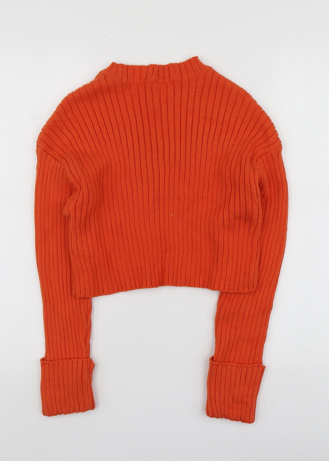 George Womens Orange Round Neck  Cotton Pullover Jumper Size XS