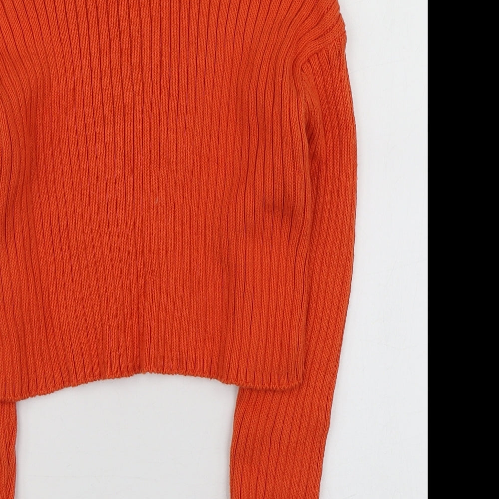 George Womens Orange Round Neck  Cotton Pullover Jumper Size XS
