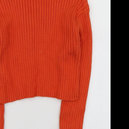 George Womens Orange Round Neck  Cotton Pullover Jumper Size XS