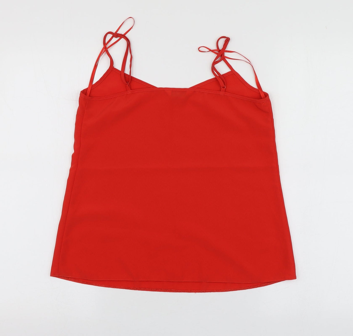 Miss Selfridge Womens Red  Polyester Basic T-Shirt Size 6 V-Neck