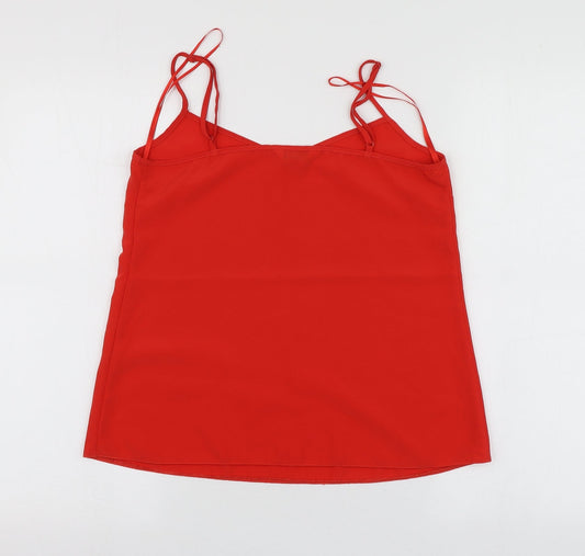 Miss Selfridge Womens Red  Polyester Basic T-Shirt Size 6 V-Neck