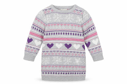 BHS Girls Grey Geometric Cotton Pullover Jumper Size 6-9 Months