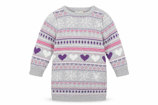 BHS Girls Grey Geometric Cotton Pullover Jumper Size 6-9 Months