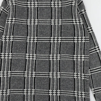 M7S Womens Black Round Neck Plaid Acrylic Pullover Jumper Size 6