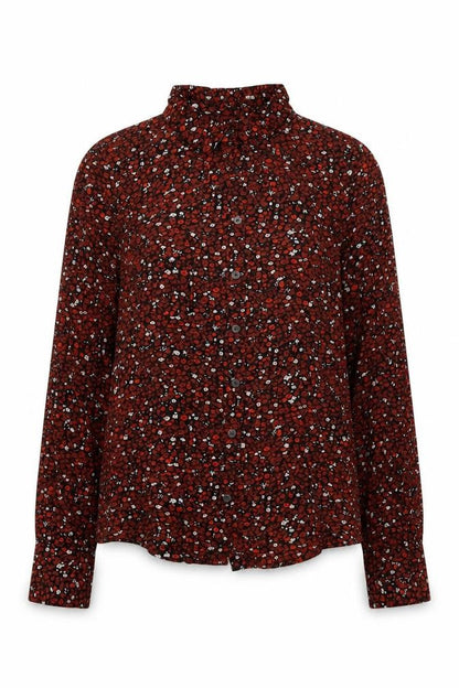 Garcia Womens Red Floral Modal Basic Button-Up Size XS Collared