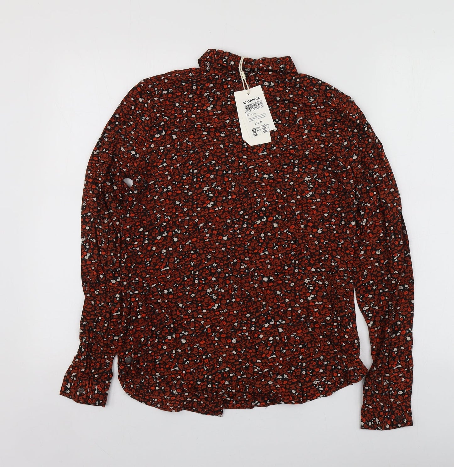 Garcia Womens Red Floral Modal Basic Button-Up Size XS Collared