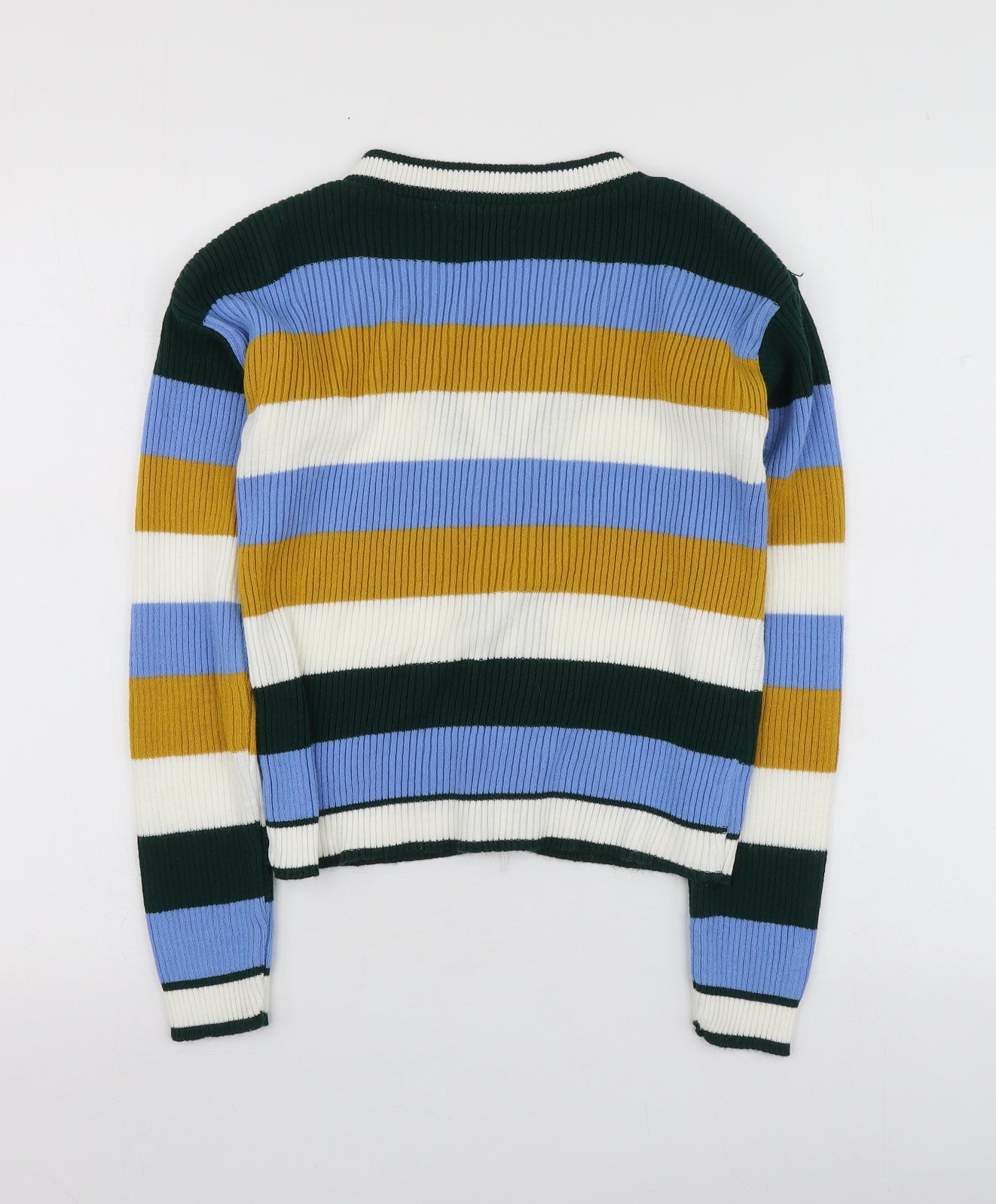 Ivichi Womens  V-Neck Striped Acrylic Cardigan Jumper Size XS