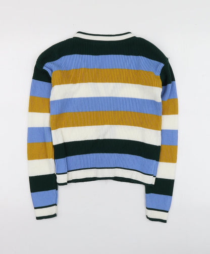 Ivichi Womens  V-Neck Striped Acrylic Cardigan Jumper Size XS