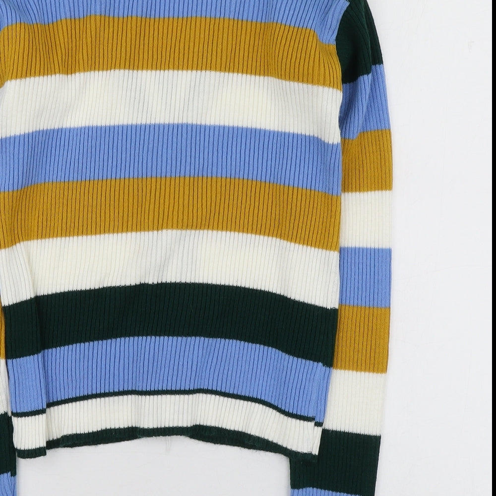 Ivichi Womens  V-Neck Striped Acrylic Cardigan Jumper Size XS