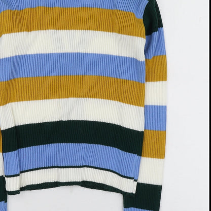 Ivichi Womens  V-Neck Striped Acrylic Cardigan Jumper Size XS