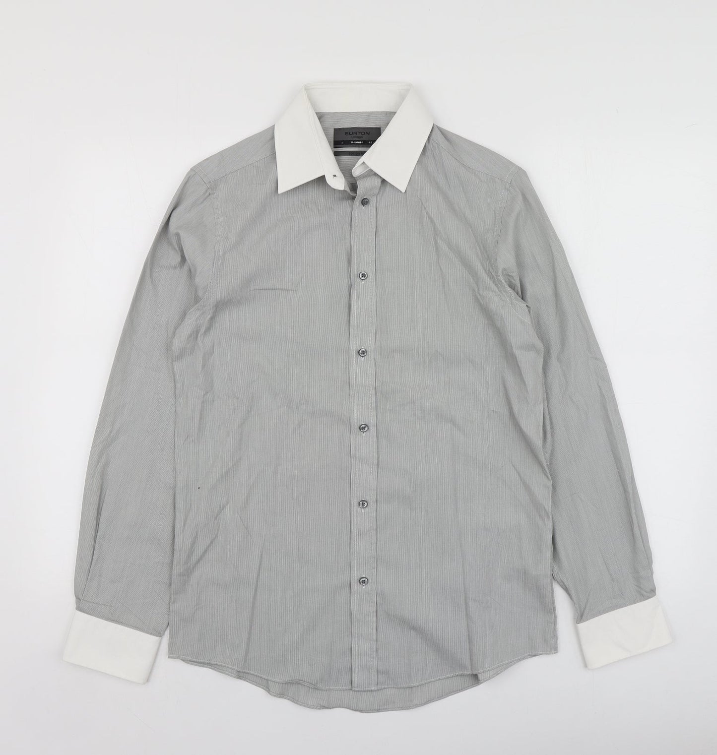 Mens UK Size S Burton Grey  Button-Up Long Sleeve Casual Shirt