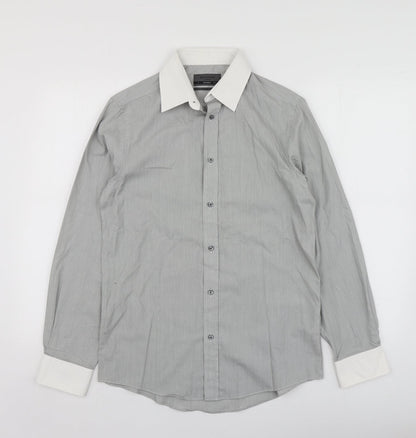 Mens UK Size S Burton Grey  Button-Up Long Sleeve Casual Shirt