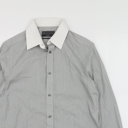 Mens UK Size S Burton Grey  Button-Up Long Sleeve Casual Shirt