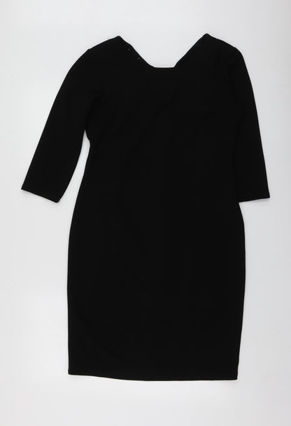 Luiza Womens Black  Polyester A-Line  Size 40  Round Neck