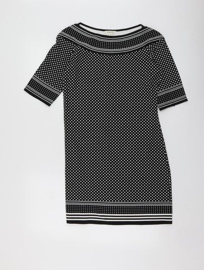 Max Studio Womens Black Polka Dot Rayon A-Line  Size S  Round Neck