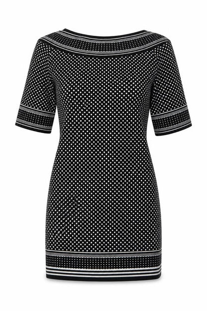 Max Studio Womens Black Polka Dot Rayon A-Line  Size S  Round Neck