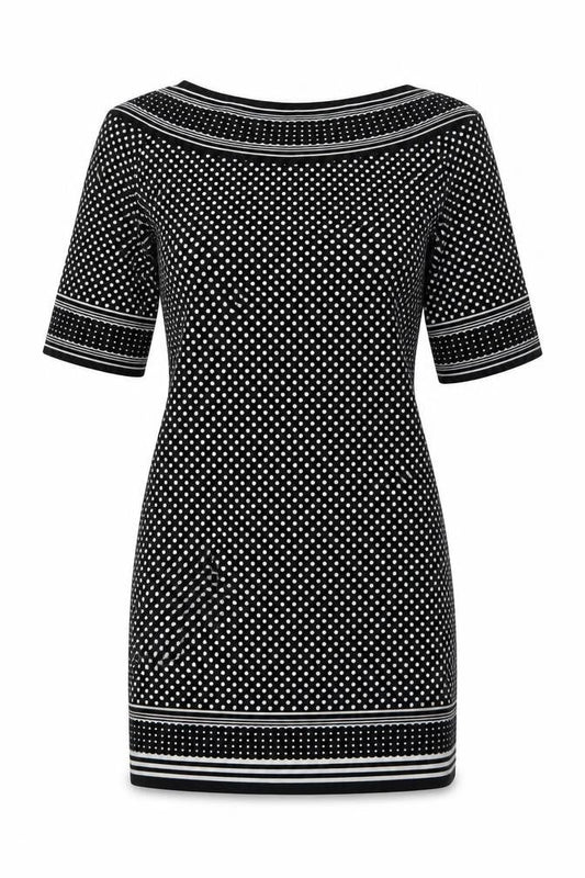 Max Studio Womens Black Polka Dot Rayon A-Line  Size S  Round Neck