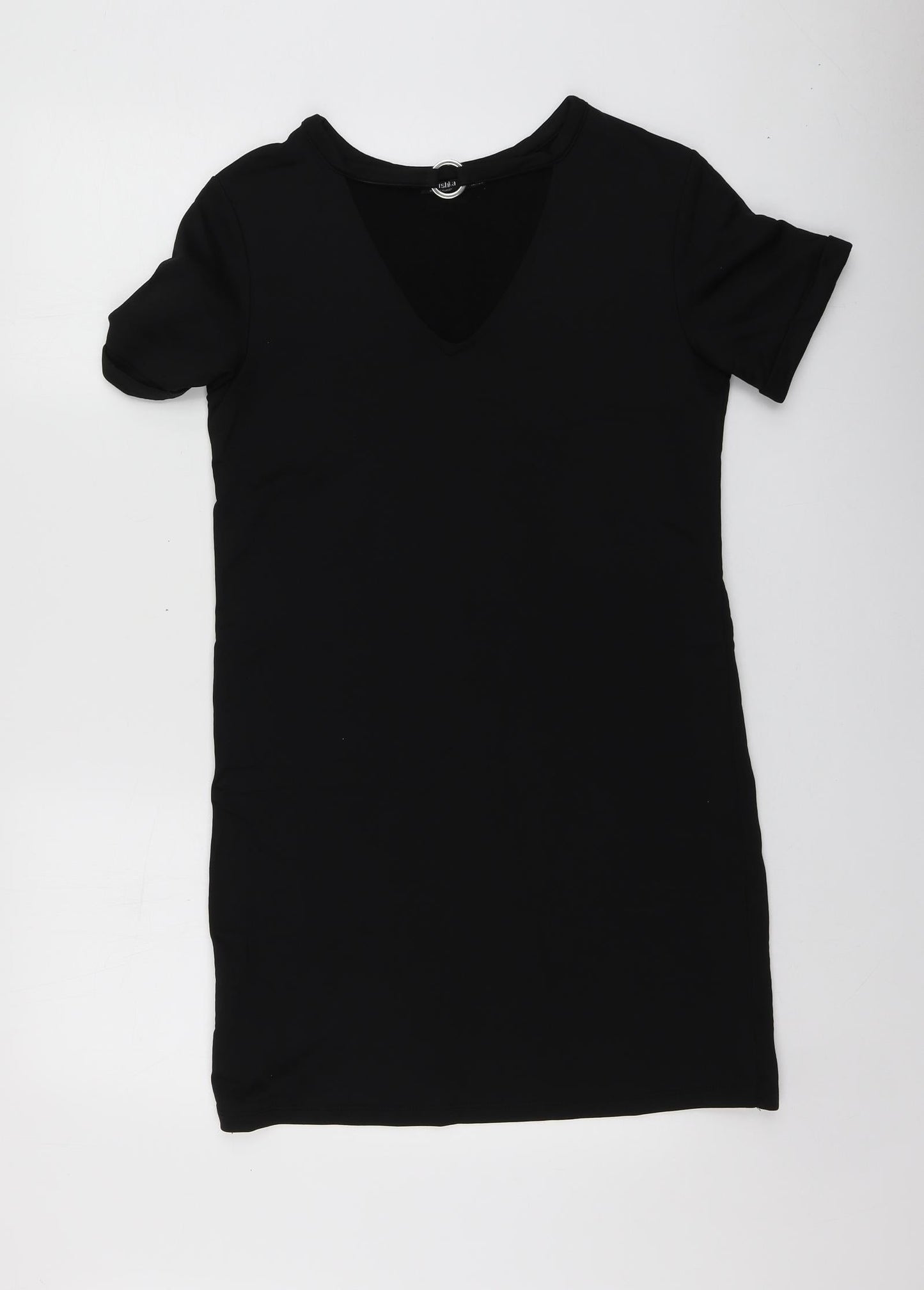 Bershka Womens Black  Polyester Basic T-Shirt Size S Round Neck