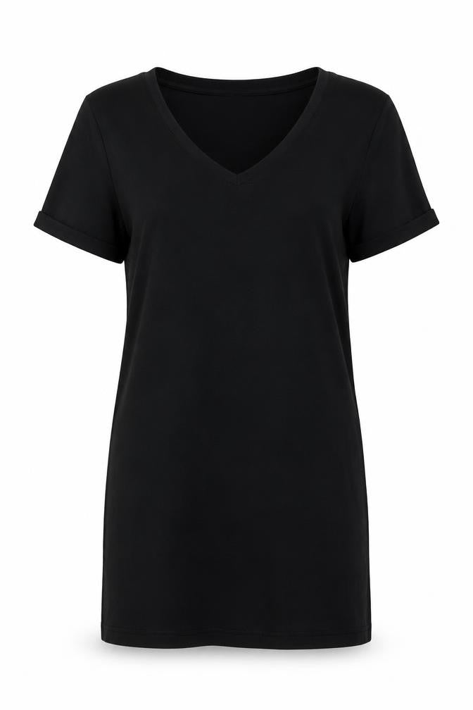 Womens UK Size S Bershka Black Basic T-Shirt