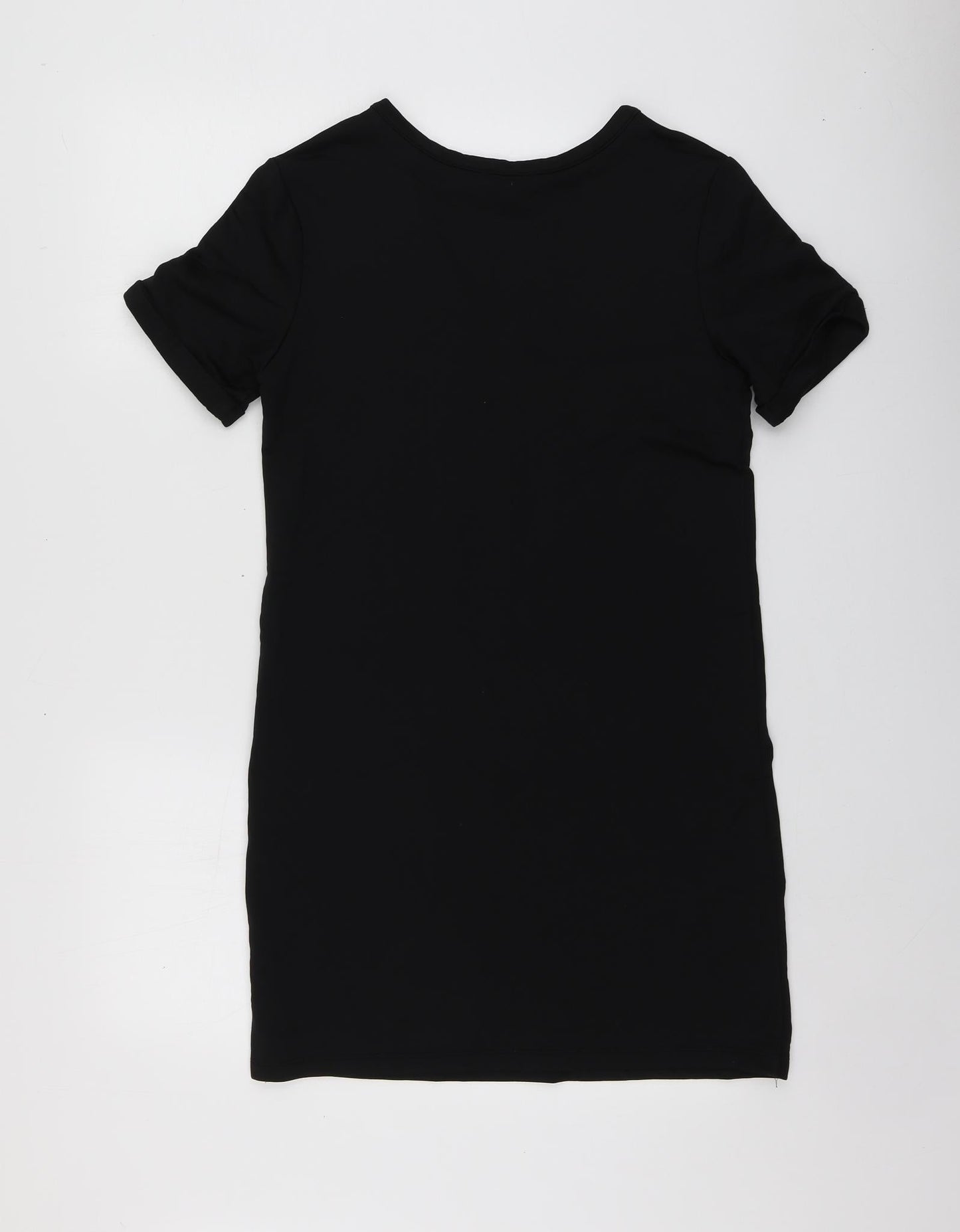 Bershka Womens Black  Polyester Basic T-Shirt Size S Round Neck