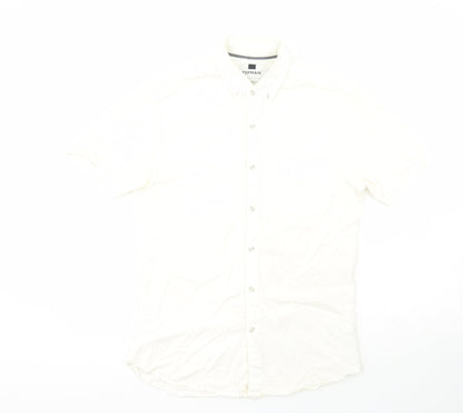 Mens UK Size M Topshop White  Button-Up Short Sleeve Casual Shirt