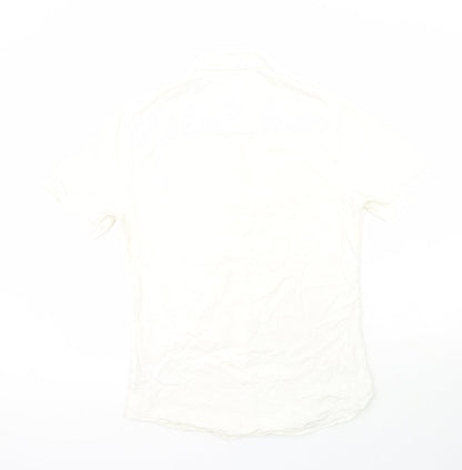 Mens UK Size M Topshop White  Button-Up Short Sleeve Casual Shirt