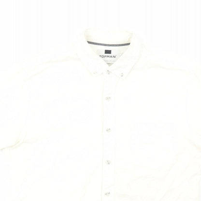 Mens UK Size M Topshop White  Button-Up Short Sleeve Casual Shirt