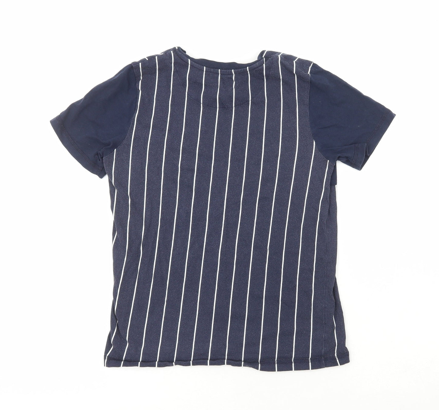 George Boys Blue Striped 100% Cotton Kimono T-Shirt Size 11-12 Years Crew Neck