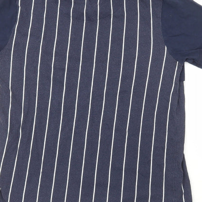 George Boys Blue Striped 100% Cotton Kimono T-Shirt Size 11-12 Years Crew Neck