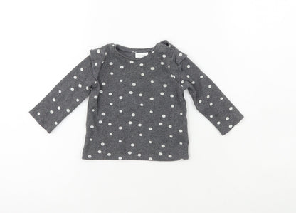 NEXT Boys Grey Polka Dot Cotton Pullover Jumper Size 3-6 Months