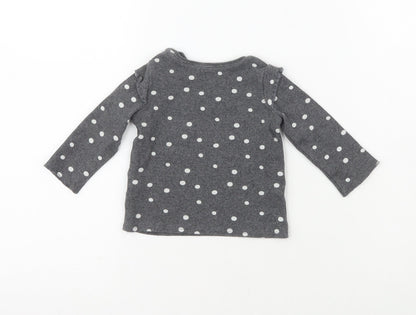 NEXT Boys Grey Polka Dot Cotton Pullover Jumper Size 3-6 Months