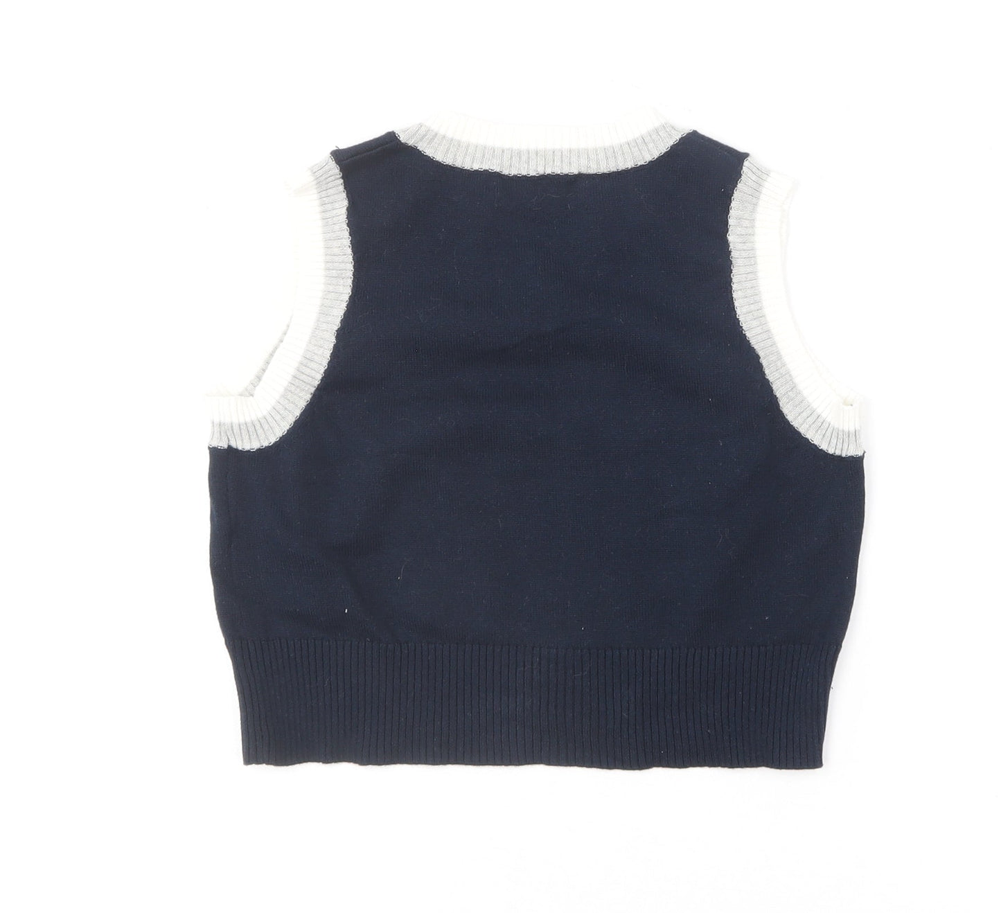 SheIn Girls Blue V-Neck  Cotton Pullover Jumper Size 6-7 Years
