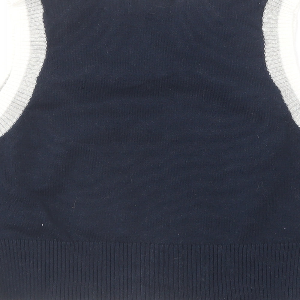 SheIn Girls Blue V-Neck  Cotton Pullover Jumper Size 6-7 Years