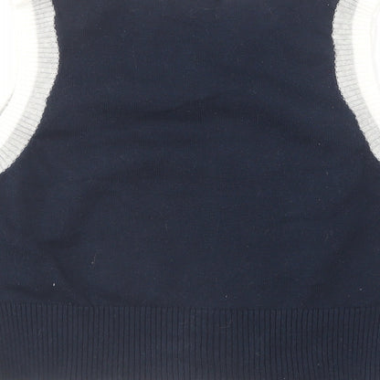 SheIn Girls Blue V-Neck  Cotton Pullover Jumper Size 6-7 Years