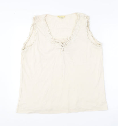 Agenda Womens Beige  Cotton Basic Tank Size 22 Round Neck