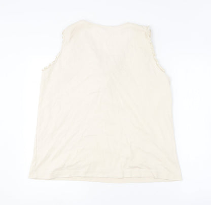 Agenda Womens Beige  Cotton Basic Tank Size 22 Round Neck