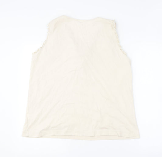 Agenda Womens Beige  Cotton Basic Tank Size 22 Round Neck