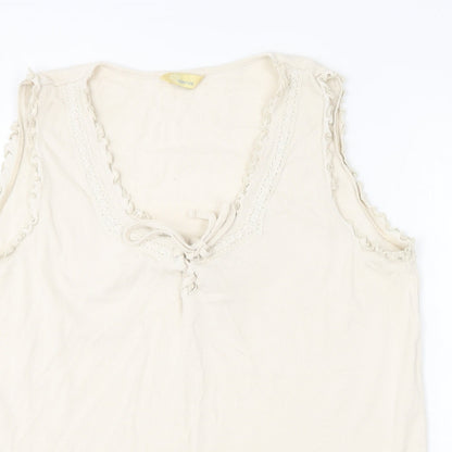 Agenda Womens Beige  Cotton Basic Tank Size 22 Round Neck