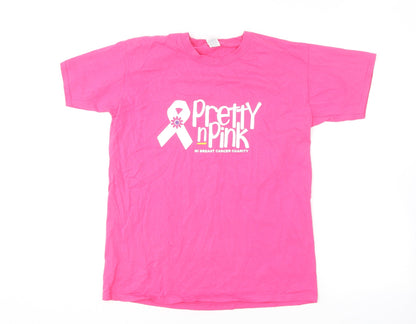 Womens UK Size M Fruit of the Loom Pink Basic T-Shirt