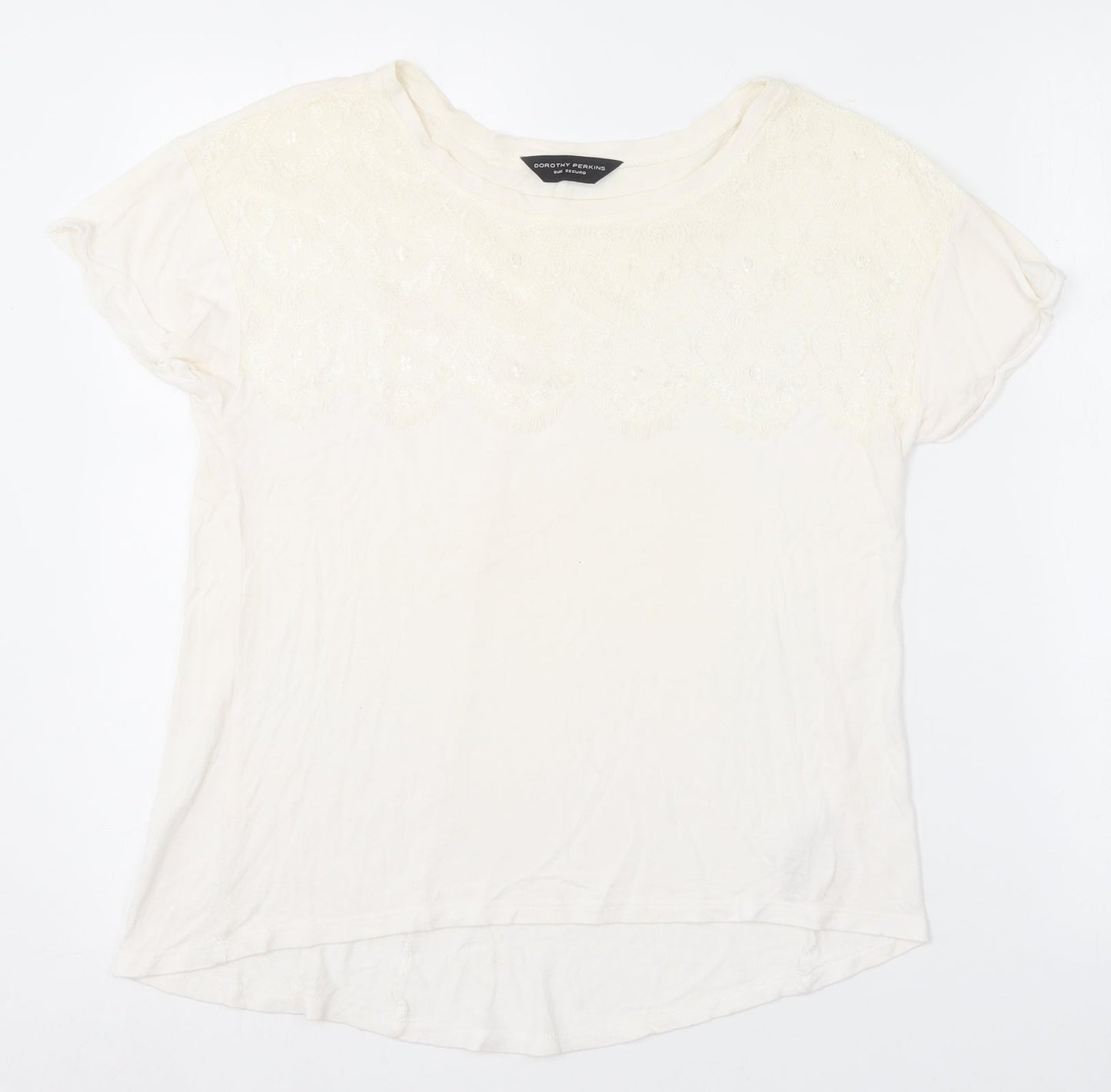 Womens UK Size 8 Dorothy Perkins Ivory Basic T-Shirt