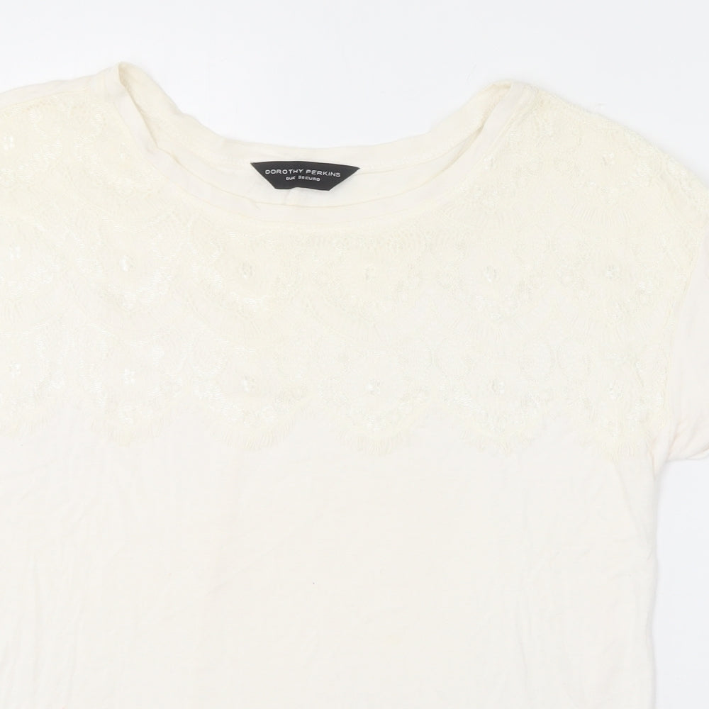 Womens UK Size 8 Dorothy Perkins Ivory Basic T-Shirt