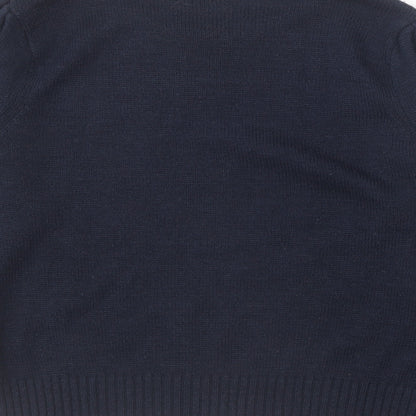 Internacionale Womens Blue Round Neck Geometric Acrylic Pullover Jumper Size 12