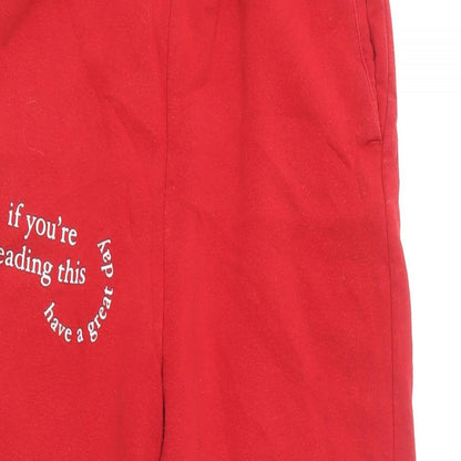 Primark Womens Red  Cotton Jogger Trousers Size XS L26 in Regular