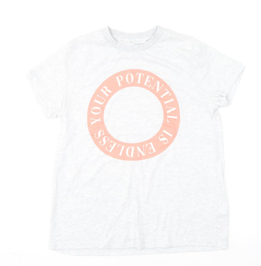 Primark Womens Grey  Cotton Basic T-Shirt Size 10 Round Neck