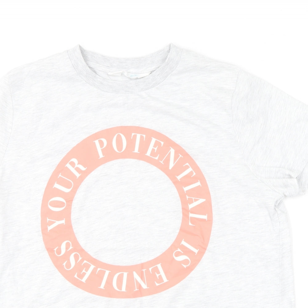 Primark Womens Grey  Cotton Basic T-Shirt Size 10 Round Neck