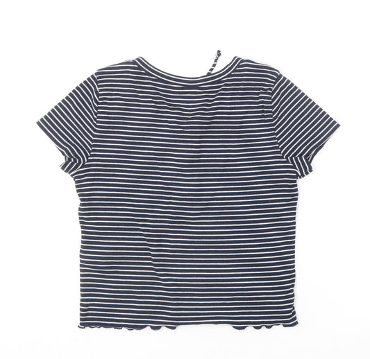 Womens UK Size M Hollister Blue Cropped T-Shirt