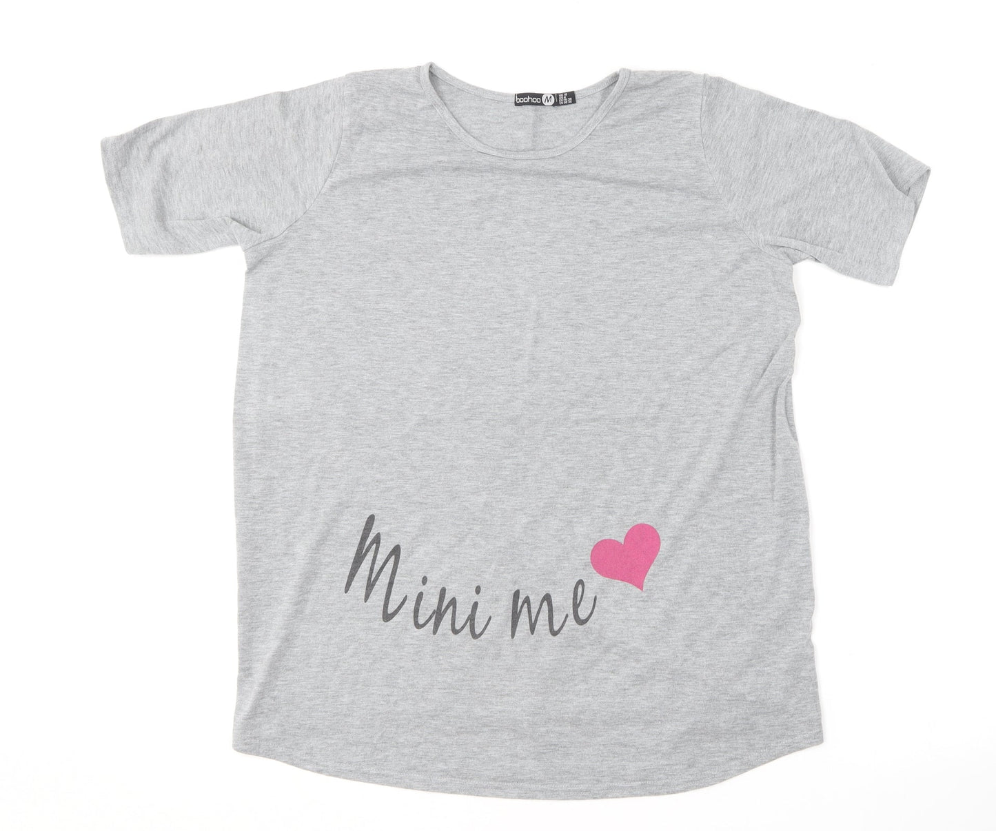 Boohoo Womens Grey  Polyester Basic T-Shirt Size 10 Round Neck - Mini Me