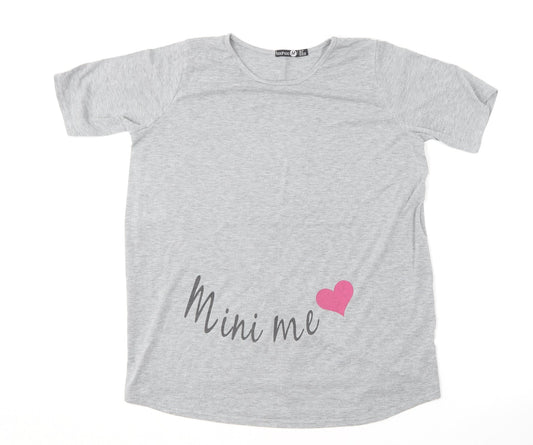 Boohoo Womens Grey  Polyester Basic T-Shirt Size 10 Round Neck - Mini Me